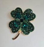 Nieuwe Klaver Broche met Kristallen, Overige materialen, 4 tot 7 cm, Met strass, Nieuw
