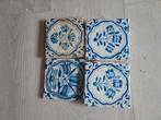 4 antieke tegels delfts blauw, Ophalen of Verzenden
