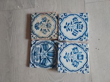 4 antieke tegels delfts blauw  beschikbaar voor biedingen