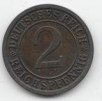 Duitse Rijk 2 reichspfennig 1936 (D) KM# 38, Postzegels en Munten, Munten | Europa | Niet-Euromunten, Verzenden, Duitsland, Losse munt