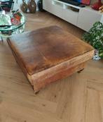 Grote Leren poef met klassieke details, Ophalen, 50 tot 100 cm, Rond, 50 tot 100 cm