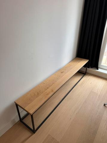 Mooi industrieel eikenhouten tv meubel/tafeltje