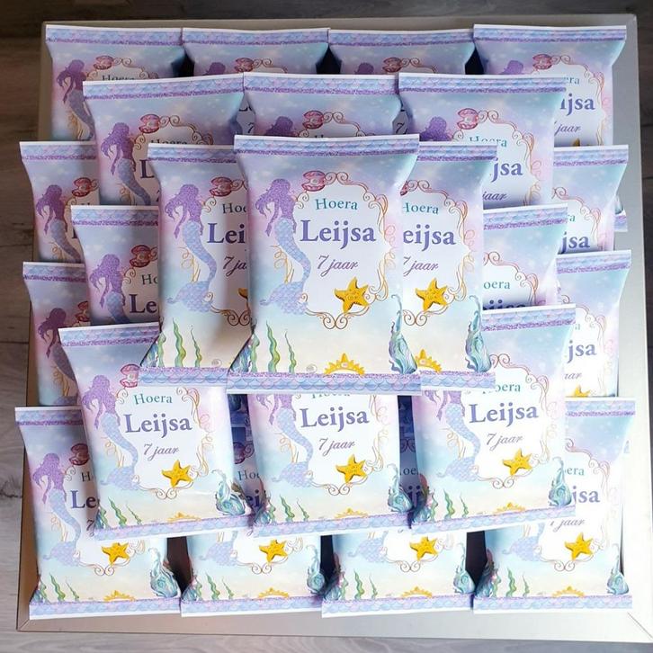 Traktatie zakje chips met thema MERMAID, Hobby en Vrije tijd, Feestartikelen, Nieuw, Feestartikel, Verjaardag, Ophalen of Verzenden