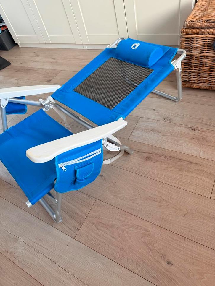 Nette inklapbare strandstoel met ligstand, Caravans en Kamperen, Kampeermeubelen, Zo goed als nieuw, Ophalen