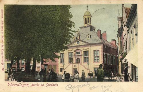 Vlaardingen, Markt en Stadhuis - 1903 gelopen, Verzamelen, Ansichtkaarten | Nederland, Gelopen, Zuid-Holland, Voor 1920, Verzenden