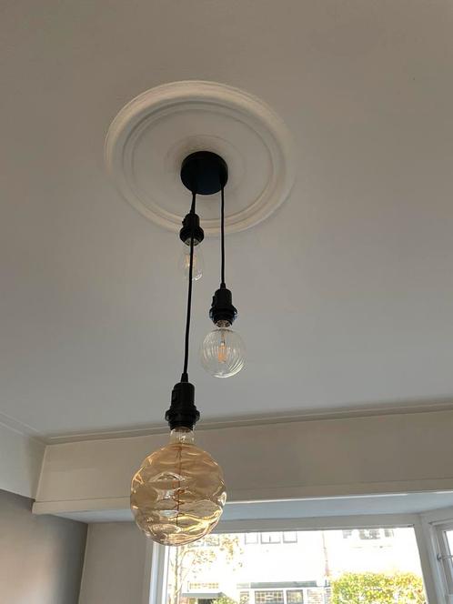 Hanglamp met 3 bakkelieten fitting, individuele schakels, Huis en Inrichting, Lampen | Hanglampen, Zo goed als nieuw, Metaal, Ophalen of Verzenden