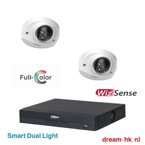 4MP Dahua Full Color WizSense IP PoE set /4CH NVR+2x cameras, Audio, Tv en Foto, Videobewaking, Nieuw, Buitencamera, Ophalen of Verzenden