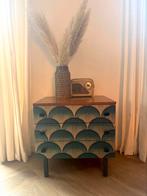 Vintage retro ladekast met artdeco print, Huis en Inrichting, Kasten | Ladekasten, Ophalen, 1 of 2 laden, 50 tot 100 cm, Zo goed als nieuw