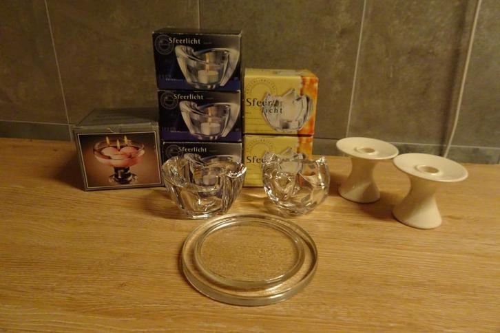 glazen waxinelichthouders en kaarsenstandaard, Huis en Inrichting, Woonaccessoires | Kandelaars en Kaarsen, Nieuw, Kandelaar, Minder dan 25 cm