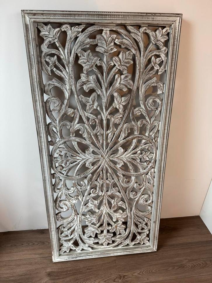 Houten Wanddecoratie met Bloemmotief, Huis en Inrichting, Woonaccessoires | Wanddecoraties, Zo goed als nieuw, Ophalen of Verzenden