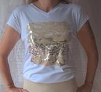 Summer Sale  Zomer T-shirt Goud & Wit, Davi-mode.nl, Wit, Nieuw, Ophalen of Verzenden