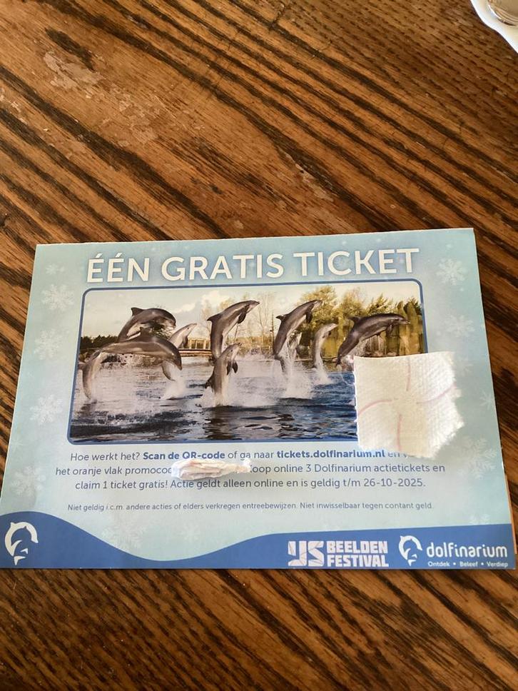 Code voor 3 +1 ticket gratis Dolfinarium., Tickets en Kaartjes, Recreatie | Pretparken en Attractieparken