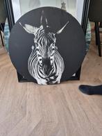 Zebra Schilderij Rond - Zwart Wit, Ophalen