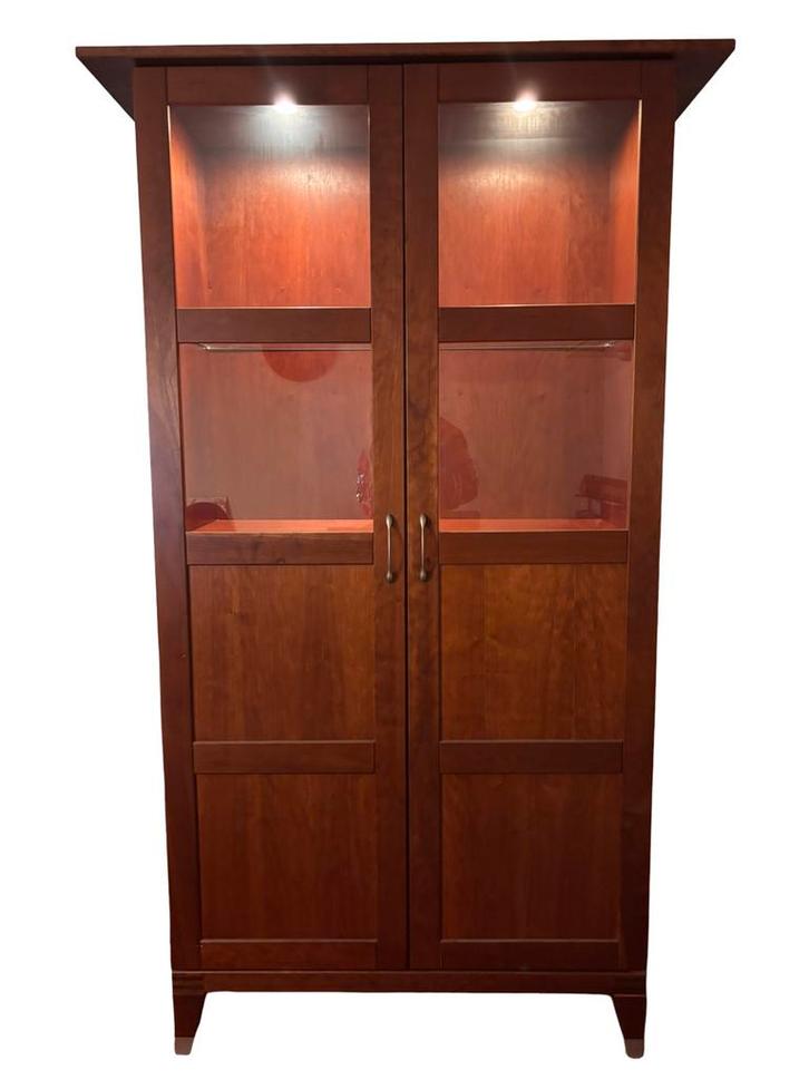 Servieskast kersenhout met verlichting, Huis en Inrichting, Kasten | Vitrinekasten, Gebruikt, 150 tot 200 cm, 50 tot 100 cm, 25 tot 50 cm