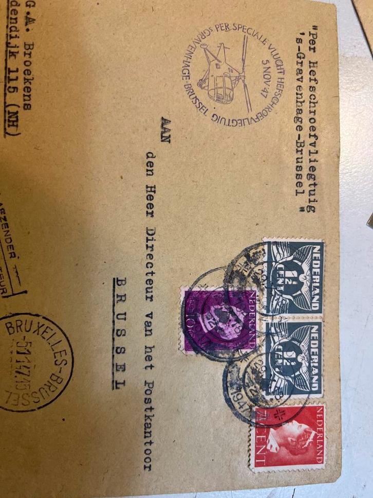 Luchtpost Envelop 's-Gravenhage-Brussel 1947, Postzegels en Munten, Brieven en Enveloppen | Nederland, Envelop, Ophalen of Verzenden