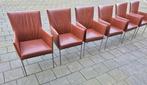 4 Bert Plantagie design Arc leer + 2 gratis eetkamerstoelen, Huis en Inrichting, Stoelen, Ophalen, Gebruikt, Bruin, Metaal