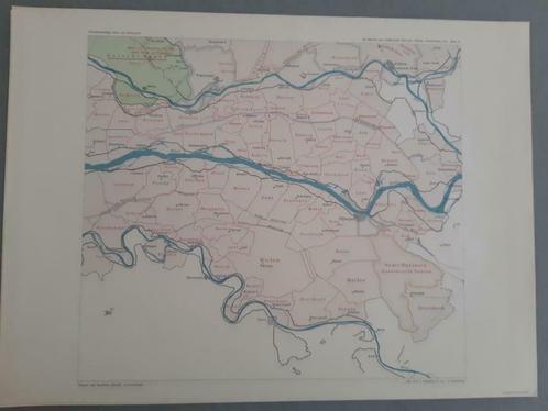 B033 / Plattegrond Gelderland + stukje Utrecht litho 1920, Antiek en Kunst, Kunst | Litho's en Zeefdrukken, Ophalen of Verzenden