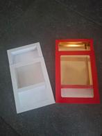 Chocoladeletter doosjes - wit & rood/goud, Hobby en Vrije tijd, Taarten en Cupcakes maken, Ophalen of Verzenden, Nieuw, Taarten of Cupcakes