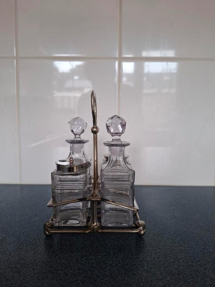 Cruet set Menageset 19e eeuw, Antiek en Kunst, Antiek | Glas en Kristal, Ophalen of Verzenden