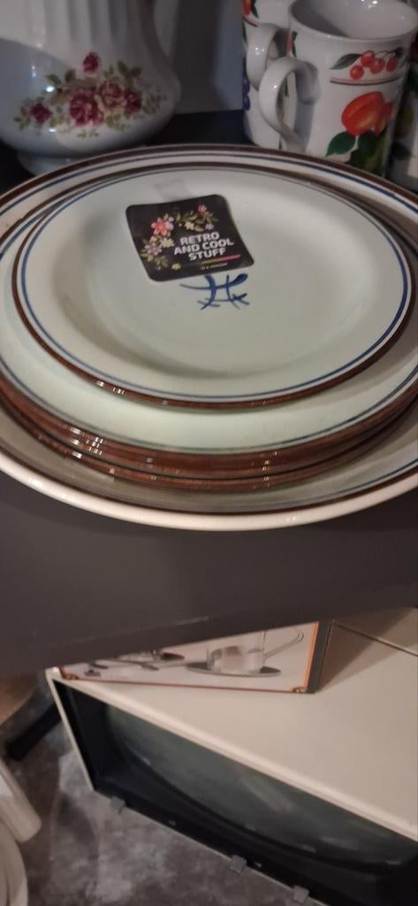 Antiek Goedewaagen Plateel Schaal en Bordjes, Ophalen of Verzenden