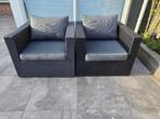 2 Outdoorstyle wicker loungestoelen met nieuwe dikke kussens, Ophalen, Gebruikt, Wicker, Verstelbaar