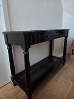 Hoogglans zwarte sidetable met webbing bodem en 2 lades, Huis en Inrichting, Tafels | Sidetables, Ophalen, 100 tot 150 cm, Zo goed als nieuw