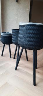 Bloempotten bamboe, Tuin en Terras, Bloempotten, Ophalen, Zo goed als nieuw, Rond, Overige materialen