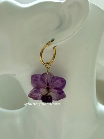 Exclusieve echte kleine Orchidee oorbellen Liefdevol Cadeau beschikbaar voor biedingen