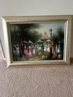 Mooi olieverfschilderij in champagne kleurige lijst, Ophalen of Verzenden
