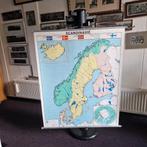 Schoolplaat - landkaart van Scandinavië, Antiek en Kunst, Antiek | Schoolplaten, Ophalen, Aardrijkskunde