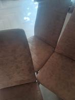 6 Eetkamerstoelen - Bruin/Groen Stof & Metaal, Huis en Inrichting, Stoelen, Ophalen, Gebruikt, Bruin, Metaal