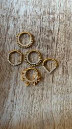 Titanium goud kleur daith/tragus/ring piercings maat 8mm, Nieuw, Met strass, Overige materialen, Oor- of Traguspiercing