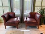 2 x fauteuil Chesterfield model met eigentijdse stijl, Ophalen, Gebruikt, Minder dan 75 cm, Leer