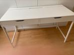 Wit bureau Ikea met twee lades, 132x58 cm, Ophalen, Gebruikt, Bureau
