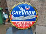XXL emaille reclamebord Chevron vliegtuig, Reclamebord, Gebruikt, Ophalen of Verzenden