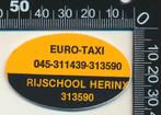Sticker: Euro Taxi - Rijschool Herinx, Ophalen of Verzenden, Zo goed als nieuw, Bedrijf of Vereniging