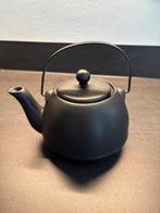 Zwart keramiek theepotje met zeef, Ophalen of Verzenden, Zo goed als nieuw