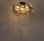 Design plafondlamp zwart met amber glas, Glas, Zo goed als nieuw, Ophalen