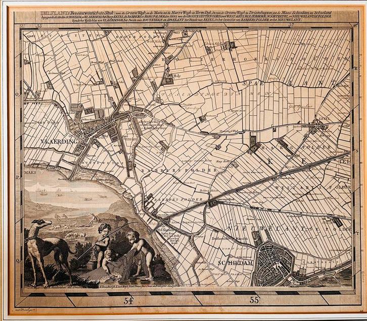 Cruiquius Delfland, 22e Stuk Ao1712 met Schiedam/Vlaardingen, Antiek en Kunst, Kunst | Etsen en Gravures, Ophalen of Verzenden