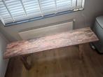 Landelijk houten zitbankje/bijzet tafel, Gebruikt, Vintage, 75 cm of meer, Rechthoekig