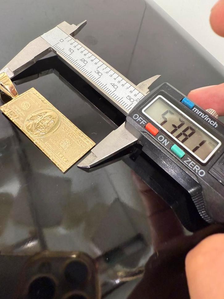 Prachtige 14 karaats gouden massieve dollar hanger, Sieraden, Tassen en Uiterlijk, Kettinghangers, Nieuw, Goud, Ophalen of Verzenden