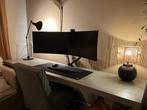 2x houten bureau 250x60 taupe, Ophalen, Gebruikt, Bureau