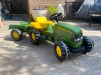 John Deere trap-tractor met aanhanger, Kinderen en Baby's, Speelgoed | Buiten | Voertuigen en Loopfietsen, Ophalen, Gebruikt, Trapvoertuig