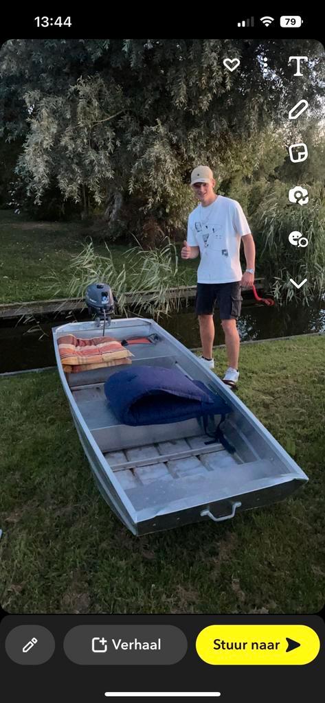 Platbodem, Watersport en Boten, Platbodems, Gebruikt, Tot 6 meter, Aluminium, Benzine, Ophalen