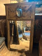 Franse Antieke Spiegel met Ornamenten, Ophalen, Rechthoekig, 100 tot 150 cm, 150 tot 200 cm