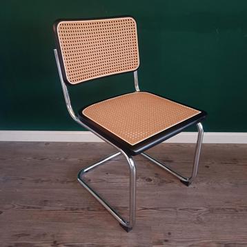 20x Cesca Breuer Thonet stijl buisstoel zwart rotan webbing beschikbaar voor biedingen