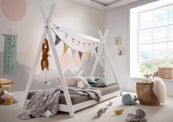 Nieuw in doos: tipi vloerbed kinderbed peuterbed hout wit 7x beschikbaar voor biedingen