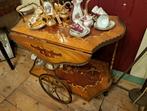 Oude Italiaanse barok serveerwagen bijzet tafel theewagen, Ophalen, Minder dan 55 cm, Gebruikt, 60 cm of meer