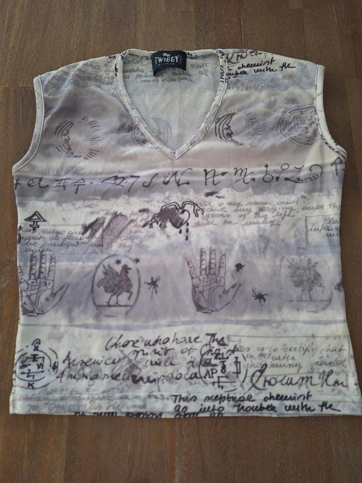 Kort dames topje, merk Twiggy by Jacob, Paris, maat M, Kleding | Dames, Tops, Zo goed als nieuw, Maat 38/40 (M), Wit, Zonder mouw