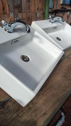 Dubbele wasbakken met kranen Lineabeta Aqua Vive, Ophalen, 25 tot 50 cm, Wasbak of Wastafel, Minder dan 100 cm